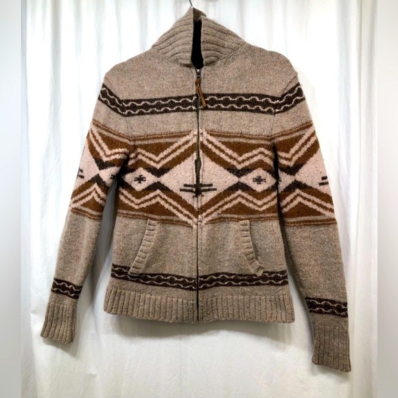 Lucky Brand Wool Blend Full Zip Southwestern Sweater Jacket Small - Picture 16 of 16